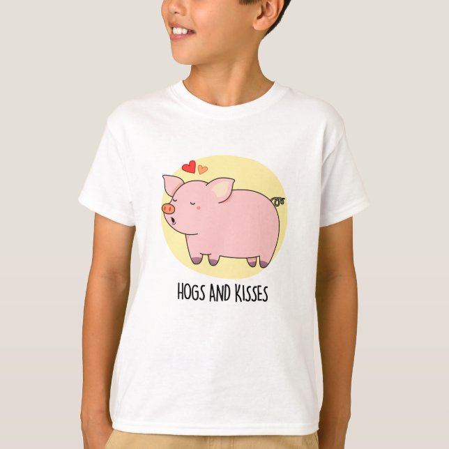 Hogs and Kisses Funny Hog Pig Pub T-Shirt (Vorderseite)