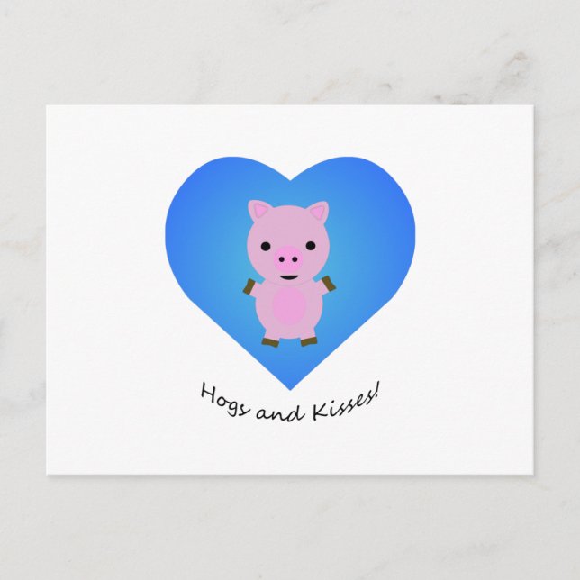 Hogs and Kisses Pig Postkarte (Vorderseite)