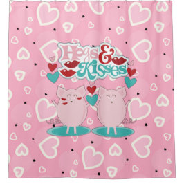 Hogs and Kisses Sweet Hearts Valentine Duschvorhang