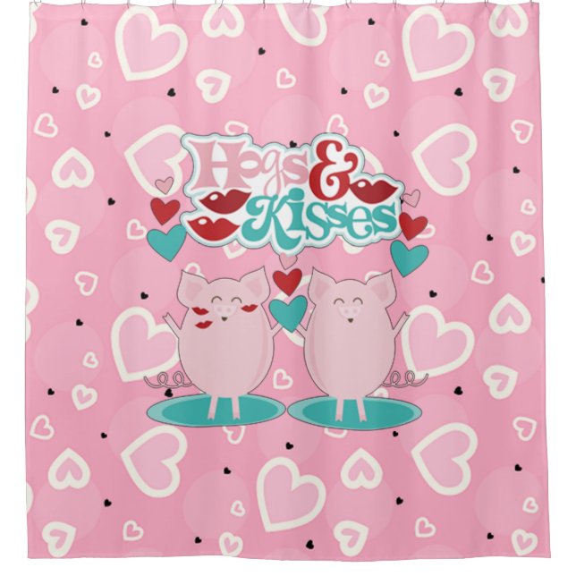 Hogs and Kisses Sweet Hearts Valentine Duschvorhang (Vorderseite)