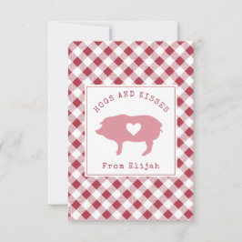 Hogs & Kisses Foto Gingham Classroom Valentine Karte