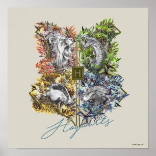 HOGWARTS™ Abzeichen Blumen Grafik Poster