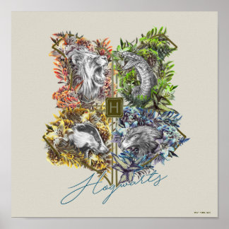 HOGWARTS™ Abzeichen Blumengrafik Poster