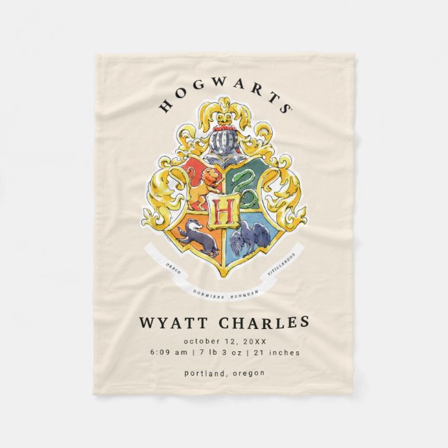 HOGWARTS™ Baby Birth Stats Fleece Blanket (Vorderseite)