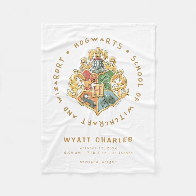 HOGWARTS™ Baby Birth Stats Fleece Blanket (Vorderseite)