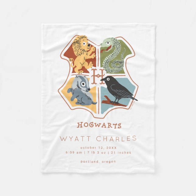 HOGWARTS™ Cartoon Baby Birth Stats Fleece Blanket (Vorderseite)