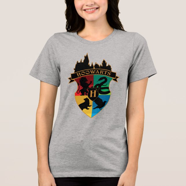 HOGWARTS™ Castle Crest House Pride Badge Tri-Blend Shirt (Vorderseite)