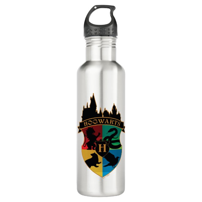 HOGWARTS™ Castle Wappen House Pride Abzeichen Edelstahlflasche (Vorderseite)