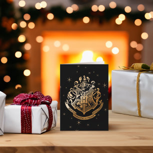 HOGWARTS™ glänzender goldener Wappen Feiertagskarte