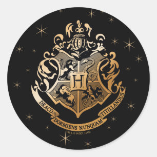 HOGWARTS™ Goldenes Wappen Runder Aufkleber