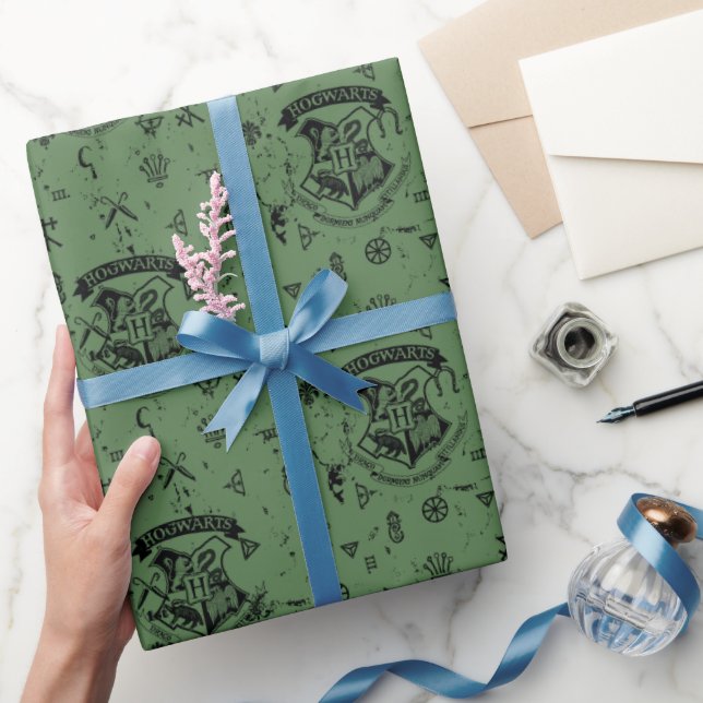 HOGWARTS™ Grünes Muster Geschenkpapier (Schenken)