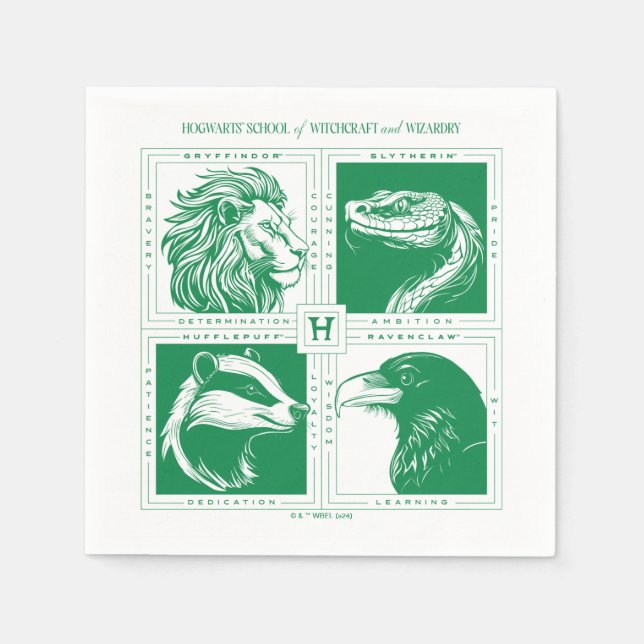 HOGWARTS™ Haus-Tiere-Grid Serviette (Vorderseite)