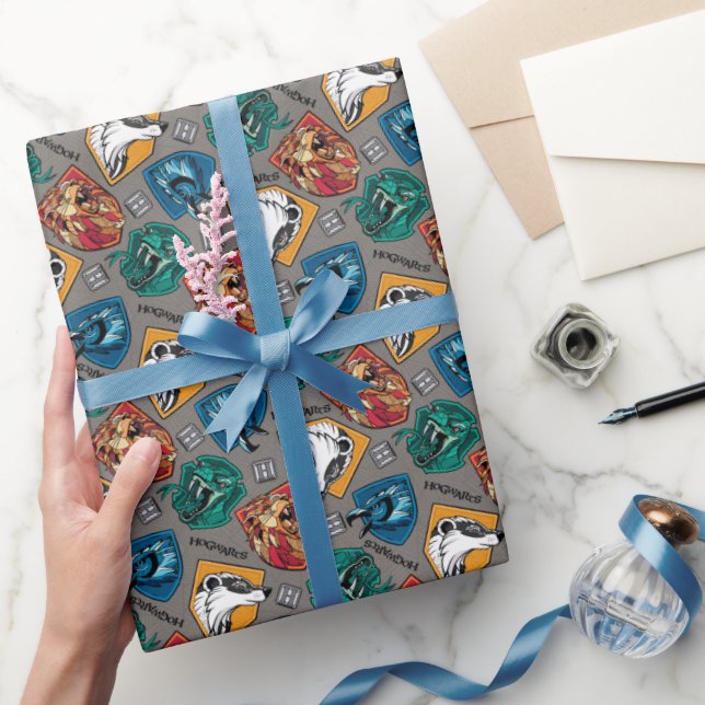 HOGWARTS™ Häuser Kreuzschraffurmuster Geschenkpapier (Schenken)
