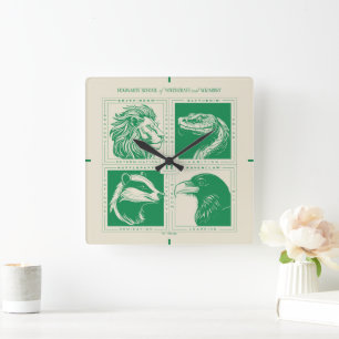 HOGWARTS™ House Animals Grid Quadratische Wanduhr