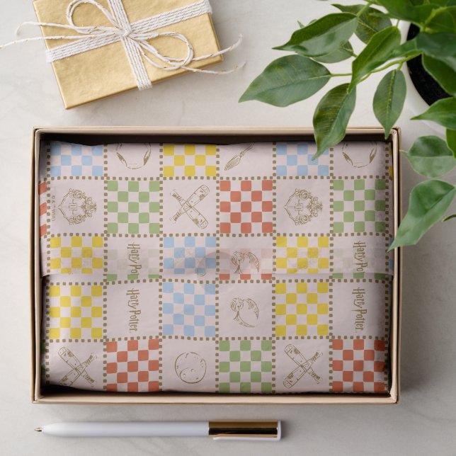 HOGWARTS™ QUIDDITCH™ Mannschafts-Checker-Muster Seidenpapier (Geschenk)