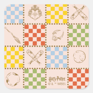 HOGWARTS™ QUIDDITCH™ Team Checker Muster Quadratischer Aufkleber