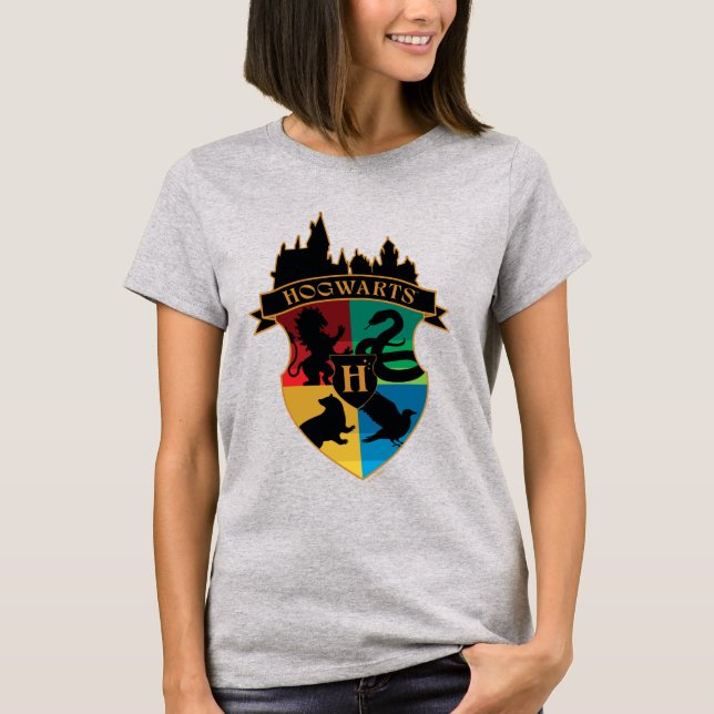 HOGWARTS™ Schloss-Wappen-Haus-Stolz-Abzeichen T-Shirt (Vorderseite)