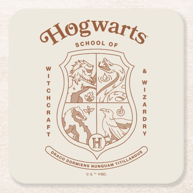 HOGWARTS™ School of Witchcraft and Wizardry Crest Rechteckiger Pappuntersetzer (Vorderseite)