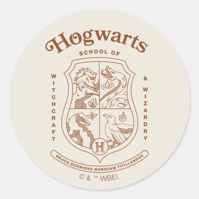 HOGWARTS™ School of Witchcraft and Wizardry Crest Runder Aufkleber (Vorderseite)