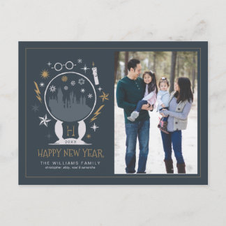 HOGWARTS™ Snow Globe - Happy New Year - Foto Feiertagspostkarte