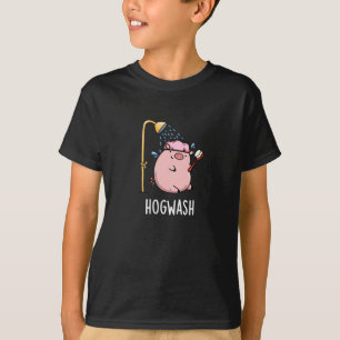 Hogwash Funny Pig Pun Dark BG T-Shirt