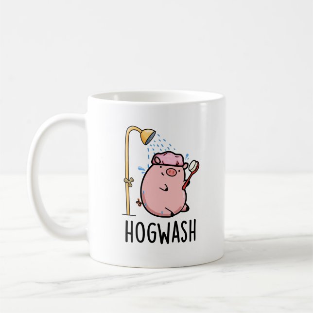 Hogwash Funny Pig Pun Kaffeetasse (Links)