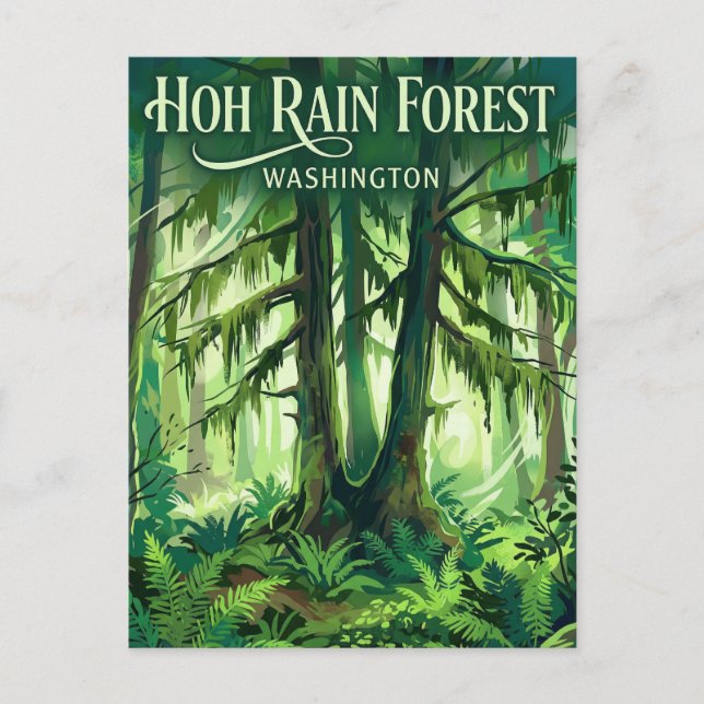 Hoh-Regenwald Washington Postkarte (Vorderseite)