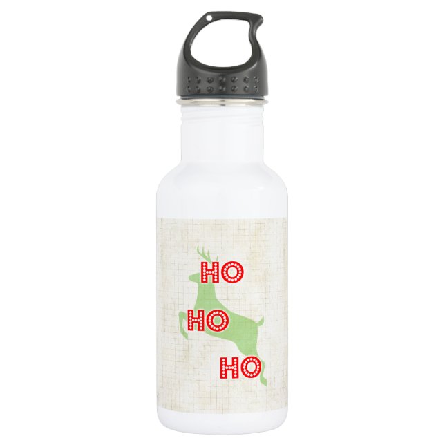 Hohabo reindeer santa Rot grüne Weihnachtsfeier Edelstahlflasche (Vorderseite)