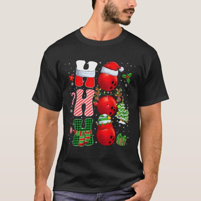 Hohabo Santa Elf Rentier Bowling Bylls und Christu T-Shirt (Vorderseite)
