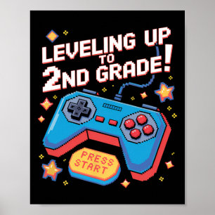 Höhe bis zu 2nd Grade Gamer 8 Bit Pixel Pix Poster