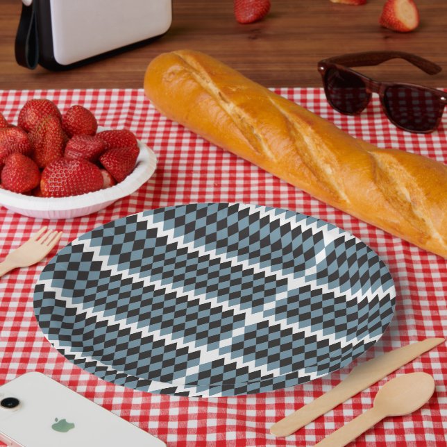 hohe Darstellung von Damast-Grafik-Gras, Pappteller (Picknick)