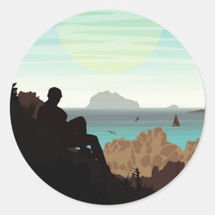 hohe Flucht Runder Aufkleber