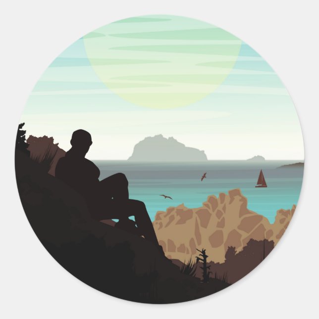 hohe Flucht Runder Aufkleber (Vorderseite)