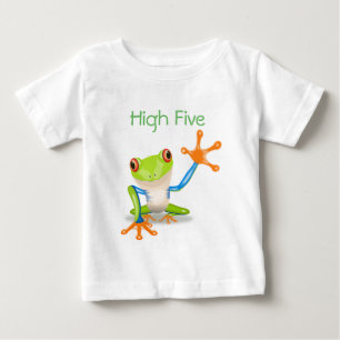 Hohe fünf orange und blaues lustiges Frosch-Shirt Baby T-shirt
