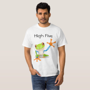 Hohe fünf orange und blaues lustiges Frosch-Shirt T-Shirt