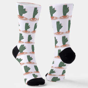 Hohe Grüne Pflanze auf Teppich Wüstenkaktus Socken
