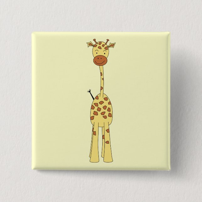 Hohe niedliche Giraffe. Cartoon-Tier Button (Vorderseite)