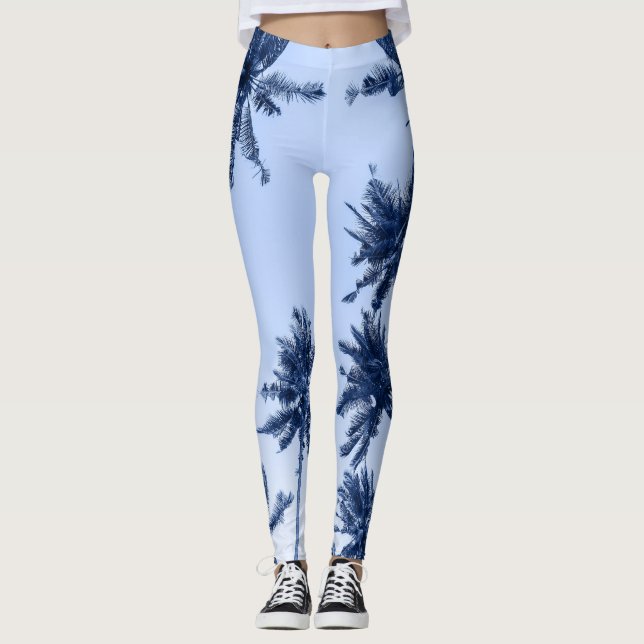 Hohe Palmen, klarer blauer Himmel. Leggings (Vorderseite)