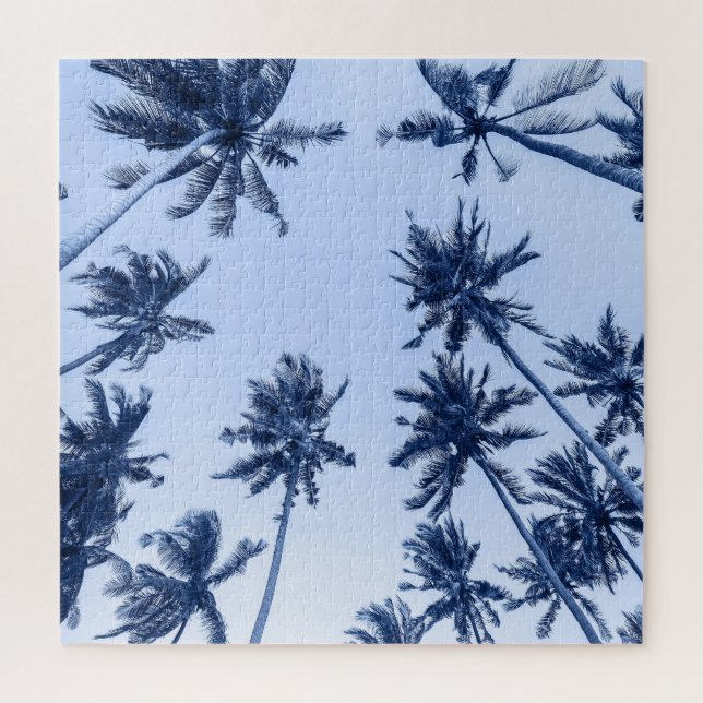 Hohe Palmen, klarer blauer Himmel. Puzzle (Vertikal)