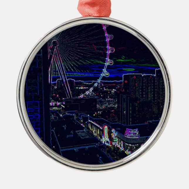 Hohe Rollen-Neonriesenrad abstrakter Vegas Ornament Aus Metall (Vorne)