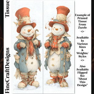 Hohe Schneemänner in Cottagecore-Outfits DS6R Deco Seidenpapier