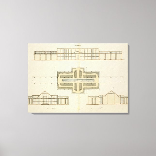 Höhen und Grundriss eines Gewächshauses, aus " Leinwanddruck (Vorderseite)