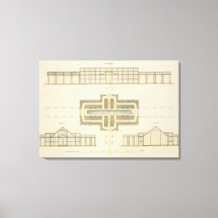 Höhen und Grundriss eines Gewächshauses, aus " Leinwanddruck