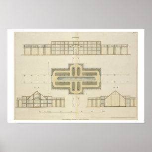 Höhen und Grundriss eines Gewächshauses, aus " Poster