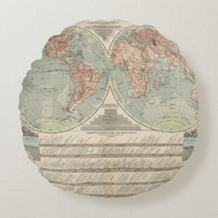 Hohen und Tiefen - Hochs und Tiefs-Atlas-Karte Rundes Kissen