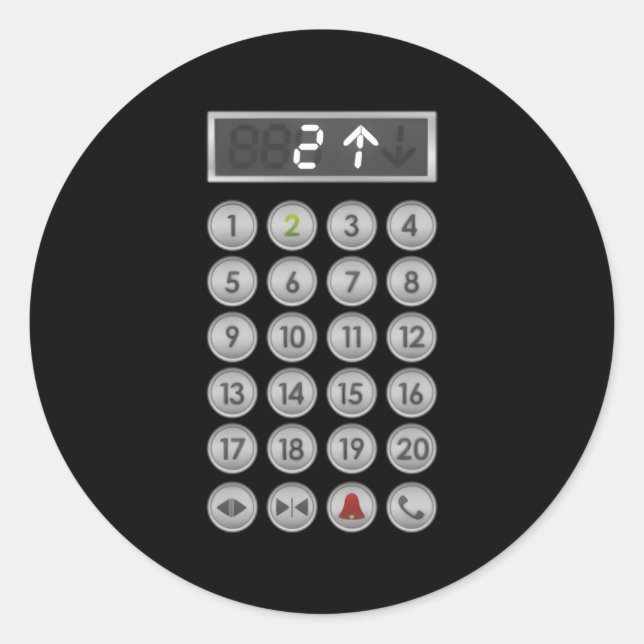 Höhenrudertasten Aufzug Runder Aufkleber (Vorderseite)