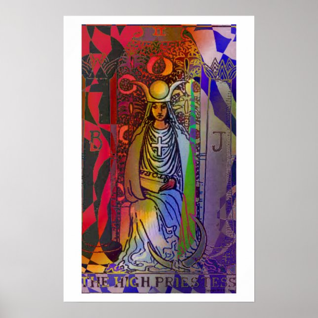 Hohepriesterkarte Tarot Psychedelisches Poster (Vorne)