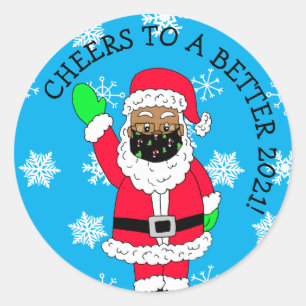 Höhepunkt des 2021 von Facemasked Ethnic Santa au Runder Aufkleber