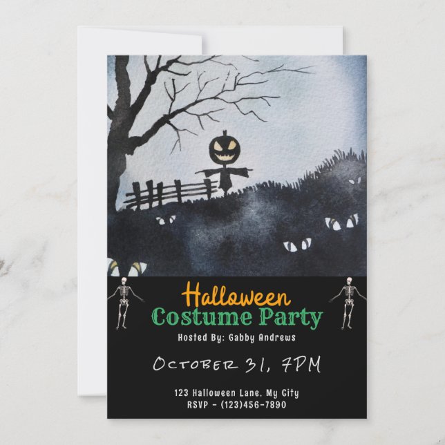 Höhepunkt mit Pumpkin Head Black Halloween Einladung (Vorderseite)