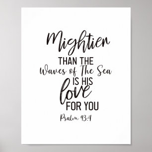 Höher als die Waves Bible Verse Wall Art Black Poster